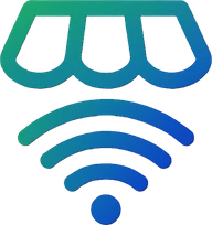 Logo de TVirtualShop: toldo de tienda y señal de internet